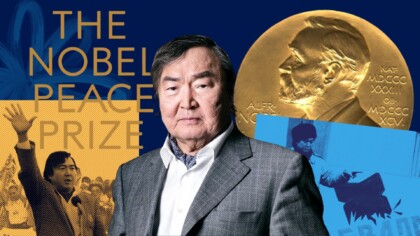 Заглавное изображение — "Olzhas Suleimenov has been nominated for the Nobel Peace Prize"
